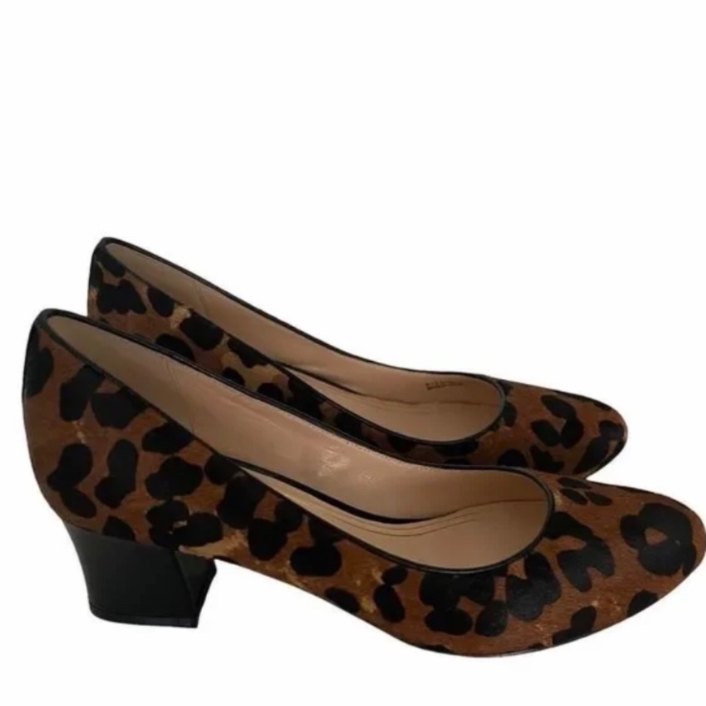 New- Cole Haan Nike Air Chelsea Calf Hair Leopard Print Block Heel Pumps Shoes 6